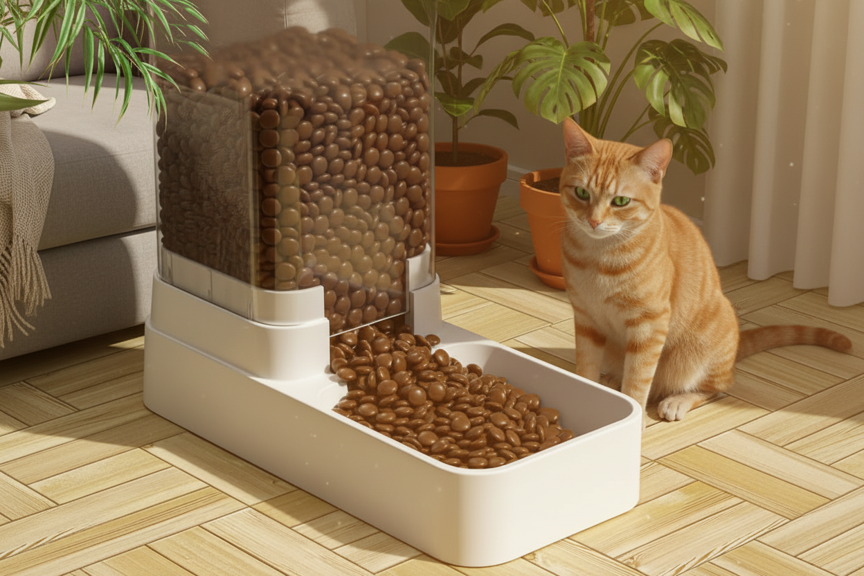 Auto Pet Feeder Hero - Warm Living Room